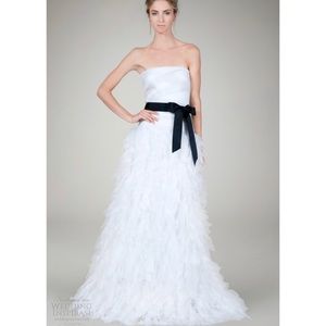 NWT Tadashi Shoji Strapless Silk Organza Gown with Metallic Trim Size 6